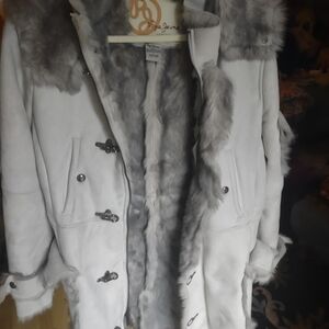 Pepe Jeans Women's Gray Faux Fur-Trimmed Coat